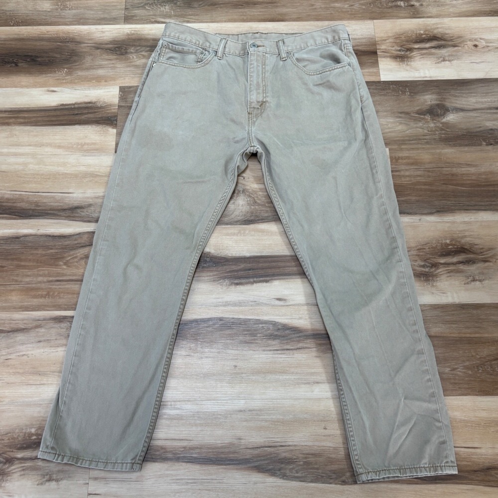Levi's 508 Regular Taper Pants 36x30 Khaki Cotton Twill Casual Chino Brown